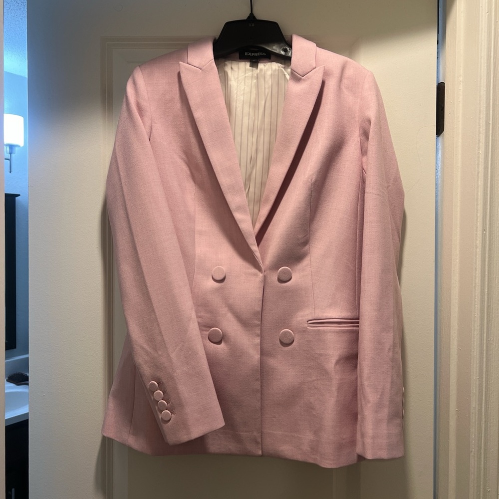 Express Light Pink Double-Breasted Blazer